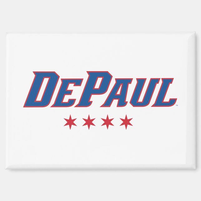 DePaul University Wordmark Logo Chicago Stars Magnet (Front)
