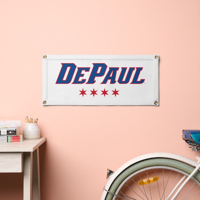 DePaul University Wordmark Logo Chicago Stars Pennant (Insitu 2)