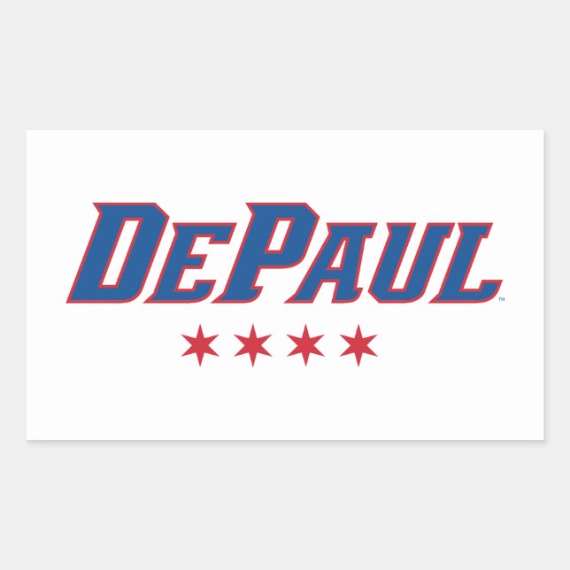 DePaul University Wordmark Logo Chicago Stars Rectangular Sticker (Front)