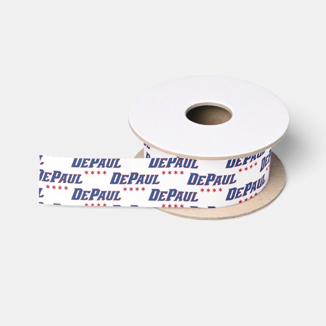 DePaul University Wordmark Logo Chicago Stars Satin Ribbon (Spool)
