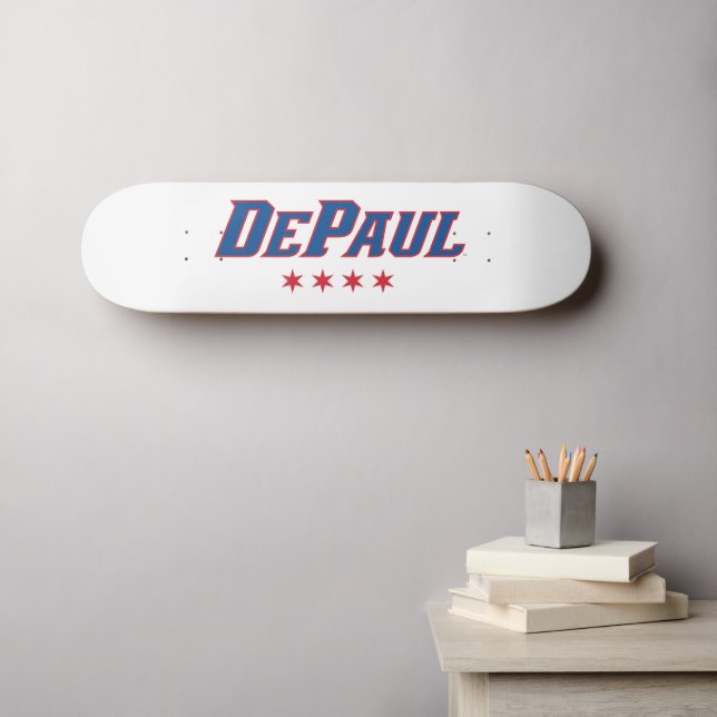 DePaul University Wordmark Logo Chicago Stars Skateboard (Wall Art (Horz))