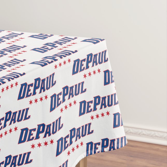 DePaul University Wordmark Logo Chicago Stars Tablecloth (In Situ)