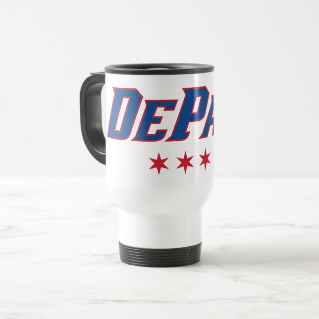DePaul University Wordmark Logo Chicago Stars Travel Mug (Front Left)