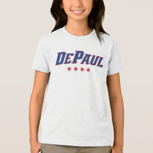 DePaul University Wordmark Logo Chicago Stars Tri-Blend Shirt