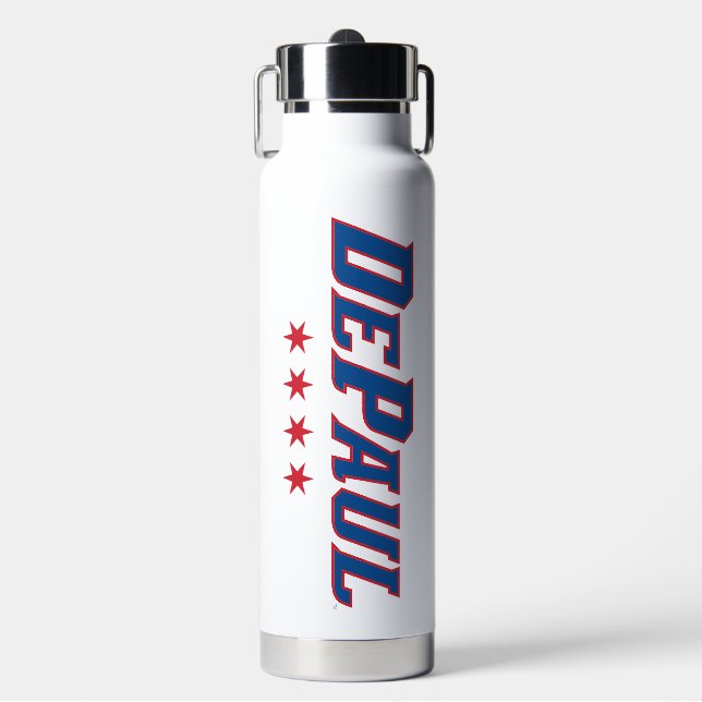 DePaul University Wordmark Logo Chicago Stars Water Bottle (Front)