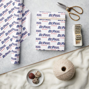 DePaul University Wordmark Logo Chicago Stars Wrapping Paper