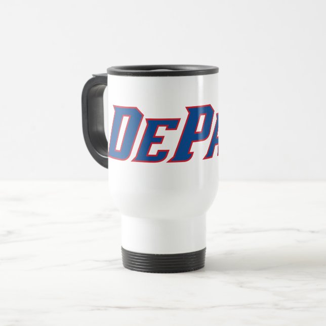 DePaul University Wordmark Logo Travel Mug (Front Left)