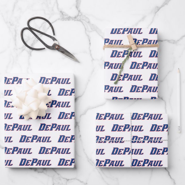 DePaul University Wordmark Logo Wrapping Paper Sheets (Front)