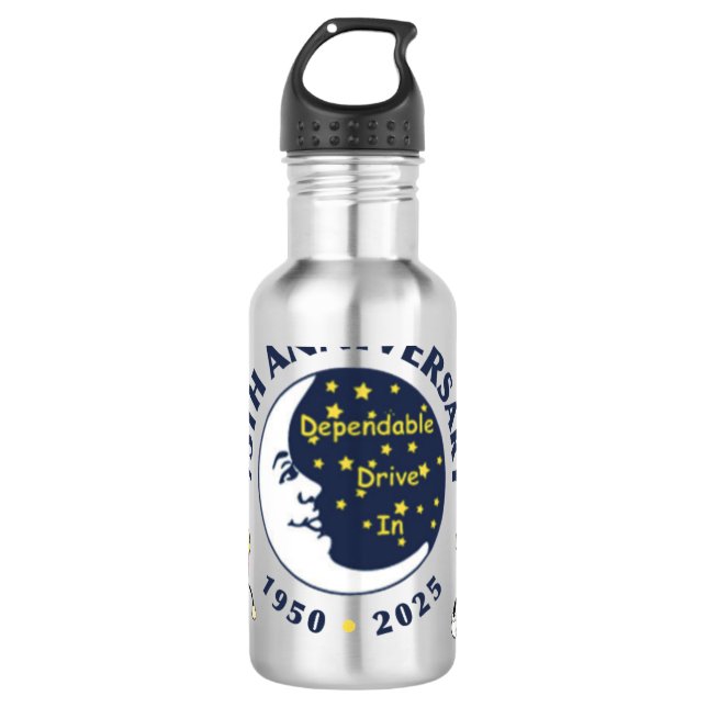 Dependable Drive In 75th Anniversary Water Bottle (Front)