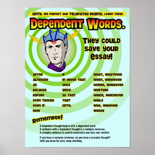 Dependent Words Poster | Zazzle