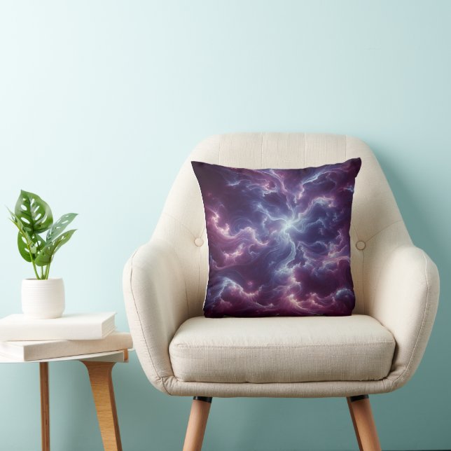 Depict a Nebulous and Ethereal Pattern Digital Art Throw Pillow (Chair)