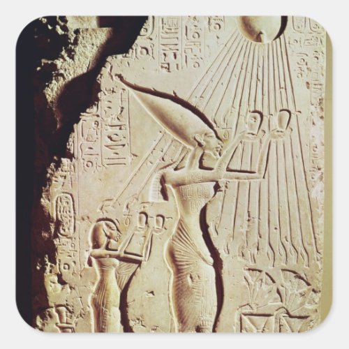 Depicting Amenophis IV Nefertiti and Daughter Square Sticker