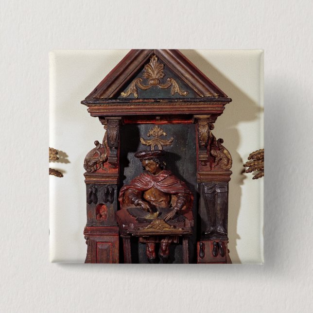 Depicting St. Crispin at his Workbench Pinback Button (Front)