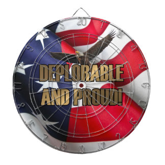 DEPLORABLE AND PROUD DARTBOARD WITH DARTS