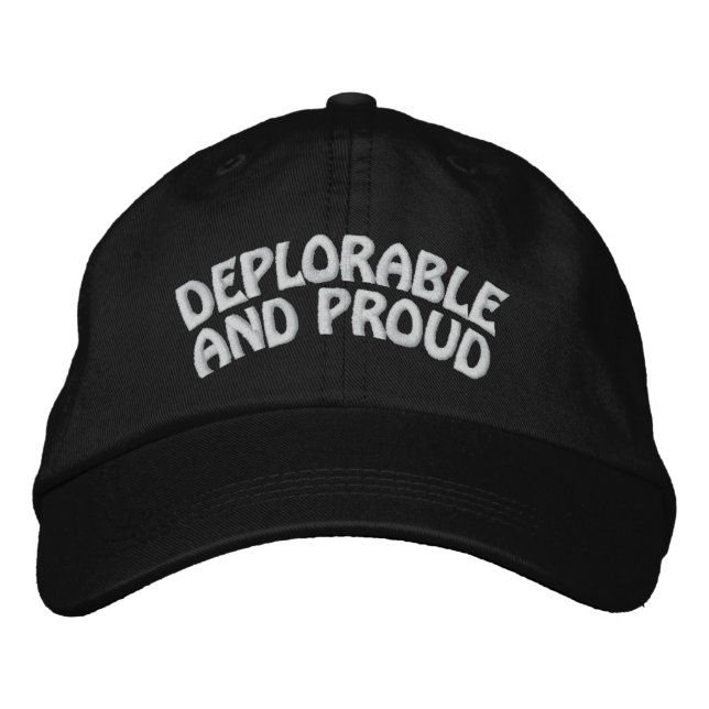 DEPLORABLE AND PROUD EMBROIDERED BASEBALL HAT (Front)