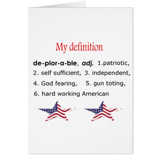Deplorable, my definition cards (Front)