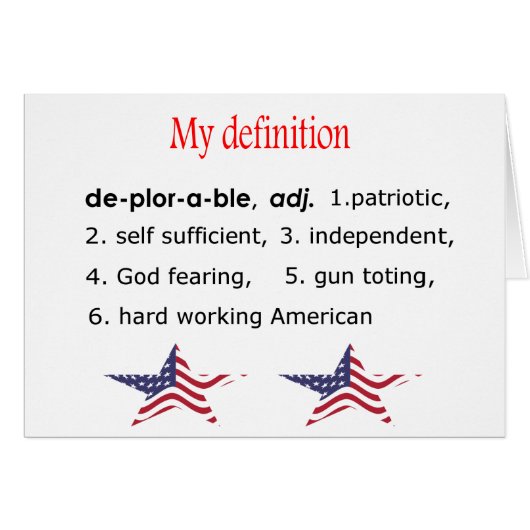 Deplorable, my definition cards (Front Horizontal)