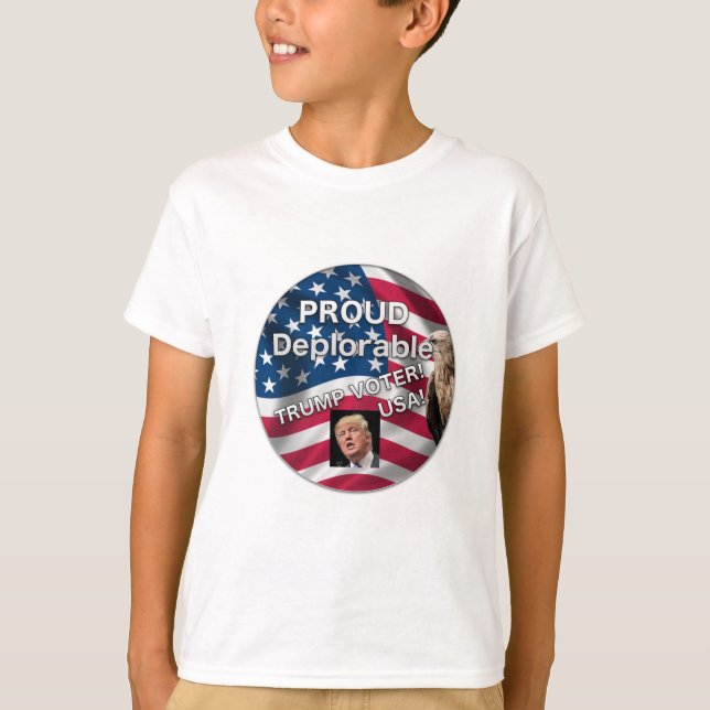 Deplorable Trump Supporter Button Kid's T-Shirt (Front)