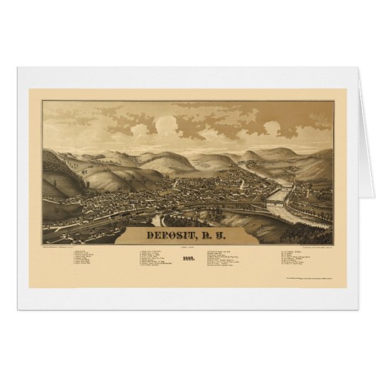 Deposit, NY Panoramic Map - 1887 Cards (Front Horizontal)