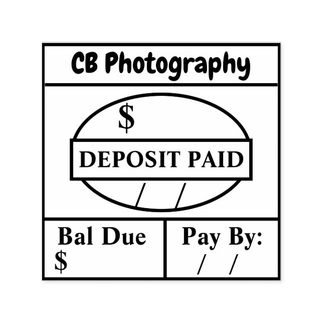 Deposit Paid/Bal Due Self Inking Personalized Self-inking Stamp (Design)