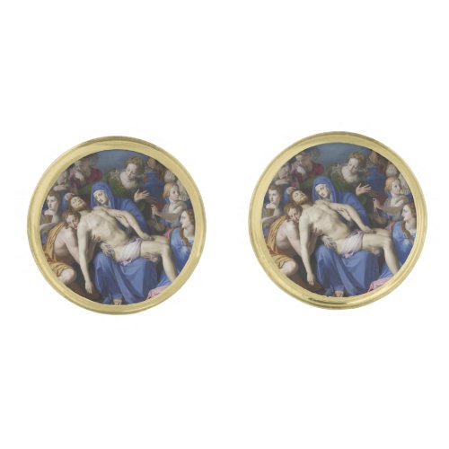 Deposition of Christ to Tomb Gold Cufflinks