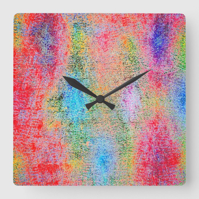 Depredation of colors square wall clock (Front)
