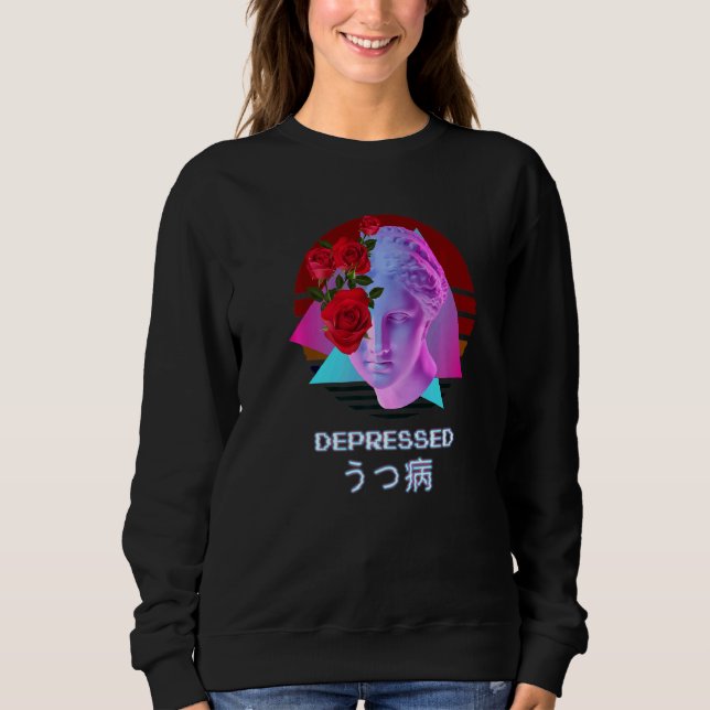 Depressed Vaporwave Aesthetic Japanese   Sweatshirt (Front)
