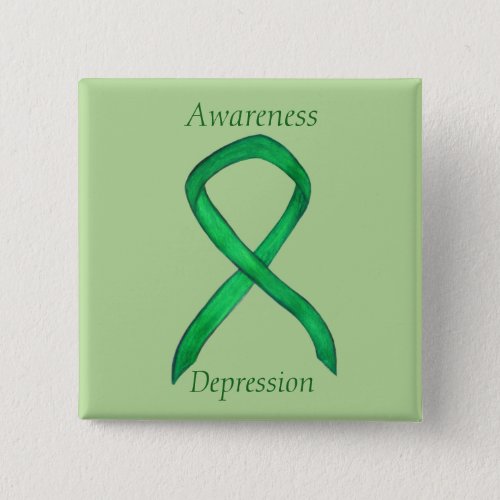 Depression Awareness Custom Green Ribbon Pin