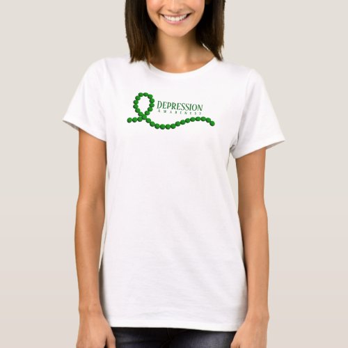 Depression Awareness Green Ribbon Beads T_Shirt
