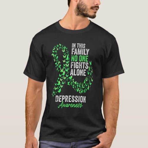 Depression Awareness Month Butterflies Green Ribbo T_Shirt