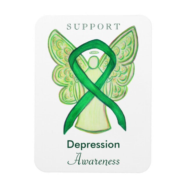 Depression Awareness Ribbon Angel Art Magnets (Vertical)