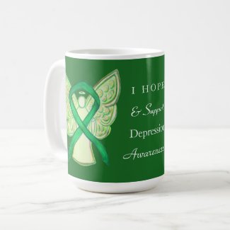 Depression Awareness Ribbon Angel Coffee Mug Cups