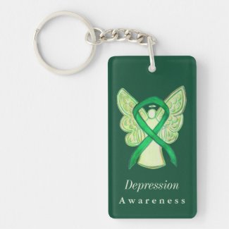 Depression Awareness Ribbon Angel Custom Keychains