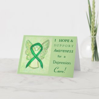 Depression Awareness Ribbon Angel Greeting Card