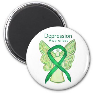 Depression Awareness Ribbon Art Angel Magnets