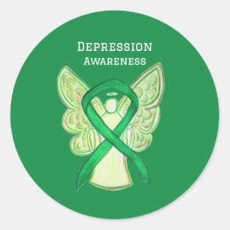 Depression Awareness Ribbon Art Sticker Decals