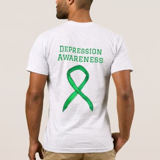 Depression Awareness Ribbon Green Custom T-Shirt