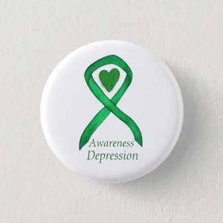 Depression Awareness Ribbon Heart Button Pins