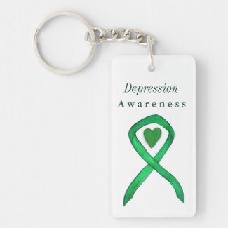 Depression Awareness Ribbon Heart Custom Keychain