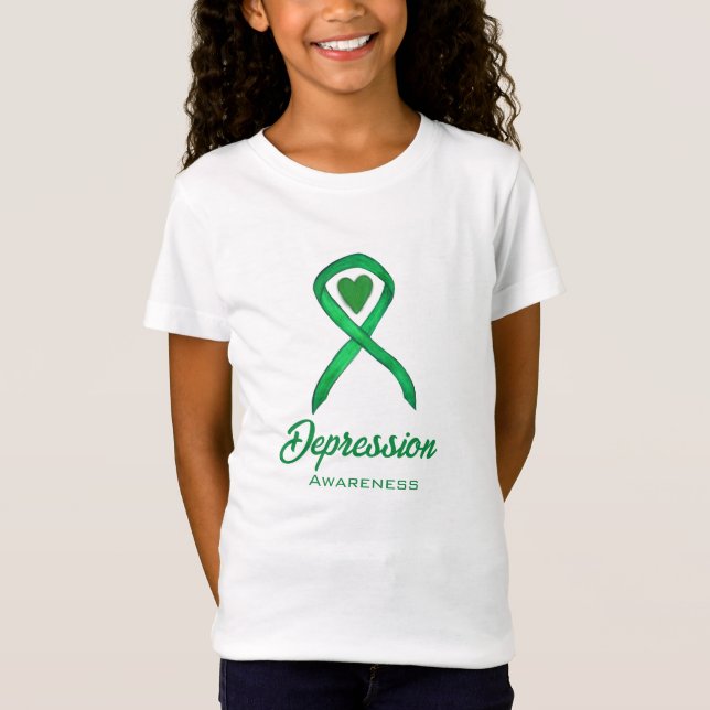 Depression Awareness Ribbon Heart Custom TShirt (Front)