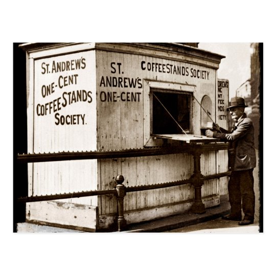 Depression Era One Penny Coffee Stand Postcard