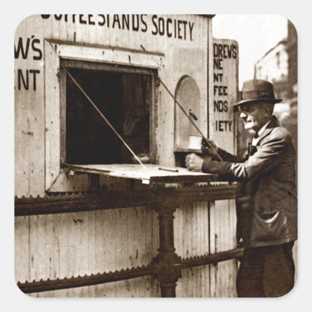 Depression Era One Penny Coffee Stand Square Sticker (Front)
