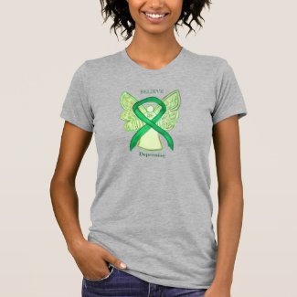Depression Green Awareness Ribbon Angel Shirt