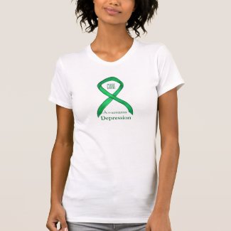 Depression Green Awareness Ribbon Art T-Shirt