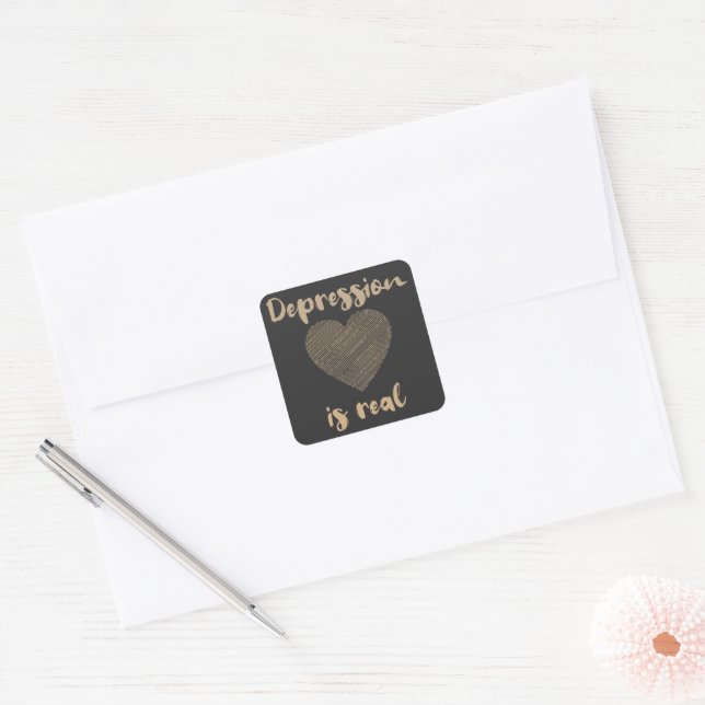 Depression Is Real Square Sticker (Envelope)