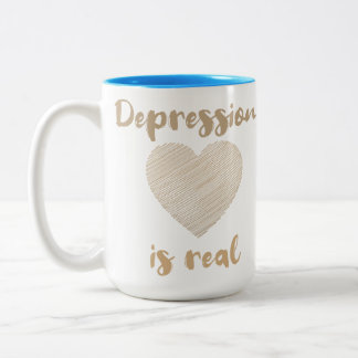 Depression Is Real Two-Tone Coffee Mug