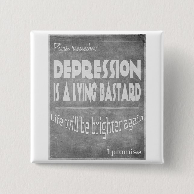 depression lies #silverribbons pinback button (Front)