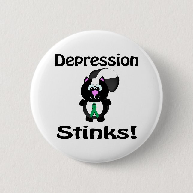 Depression Stinks Skunk Awareness Design Button (Front)