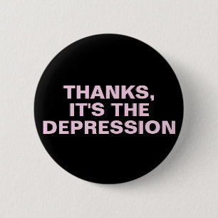 Depression Thanks Pink Black Mental Health Button