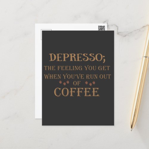 Depresso funny drinker coffee quotes postcard